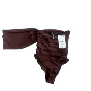 Zara Burgundy One-Shoulder Top